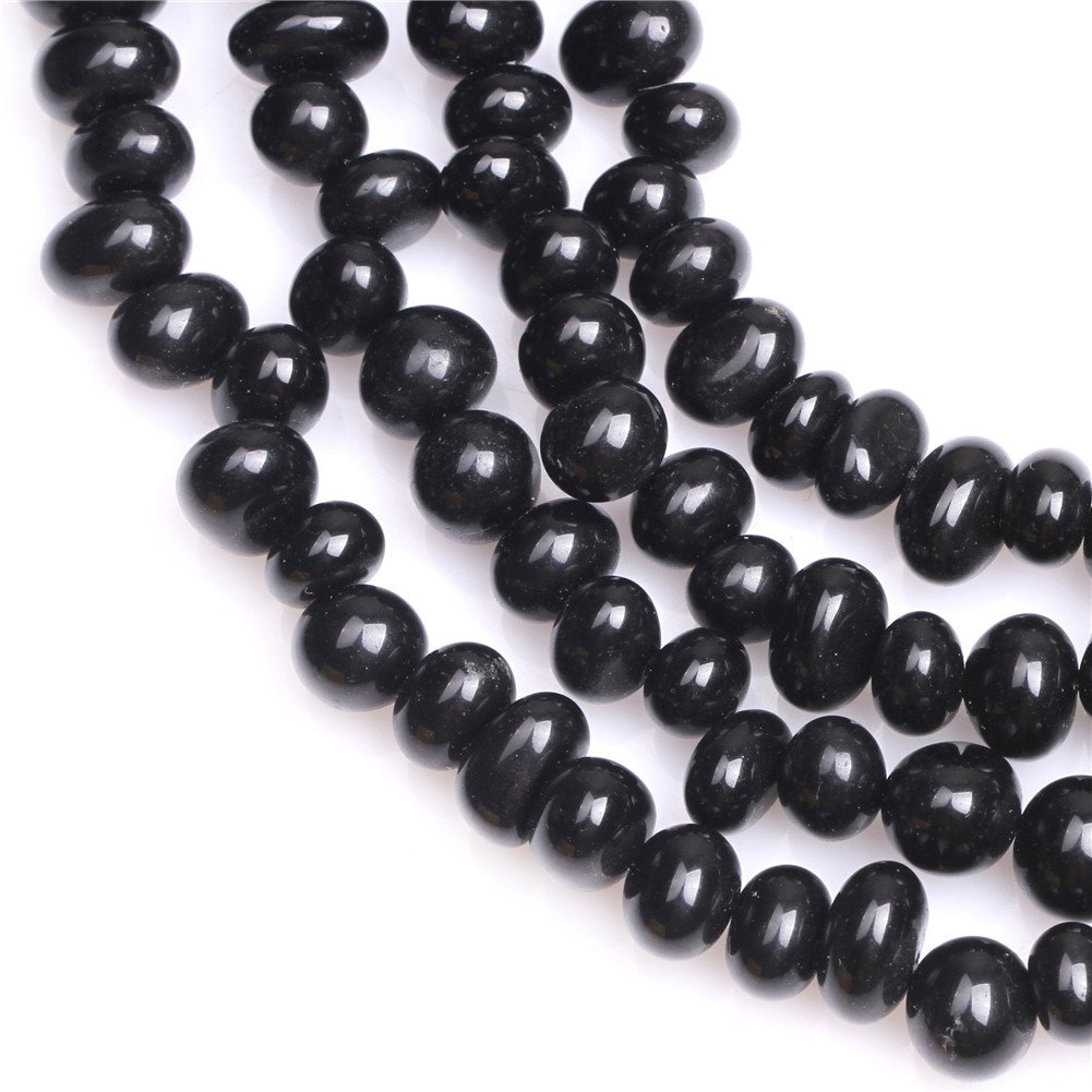 Sweet & Happy Girl's Store 8-10x12-14mm Potato Shape Gemstone Black Agate Beads Strand 15 Inch Jewellery Making Beads - Image 2