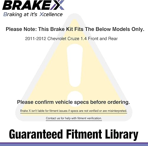 Miniatura 7 de Brake X Kit de rotores de freno de repuesto para Chevrolet Cruze 1.4 2011 2012  Rotores delanteros y traseros recubiertos Aegis GEOMET delantero y