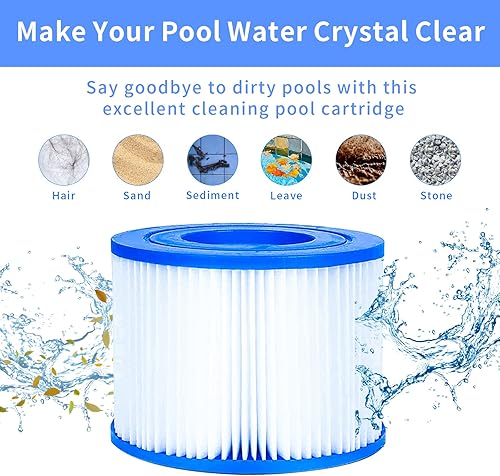 Miniatura 4 de Cartucho de repuesto para filtro de piscina tipo VI 6 unidades de SPA y bañera de hidromasaje inflable para Bestway Lay-Z-Spa Coleman SaluSpa Intex