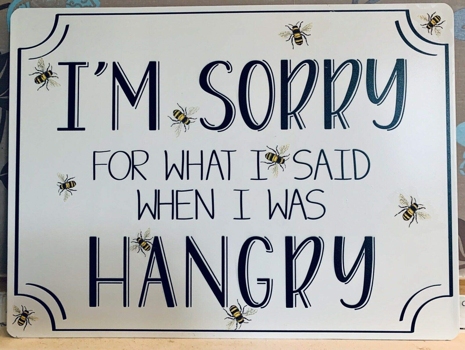 Kueprae A334 I'm Sorry For What I Said When I Was Hangry Iron Painting Metal Plate Tin Sign Vintage Retro Home House Man Cave Decor 8X12 Inch