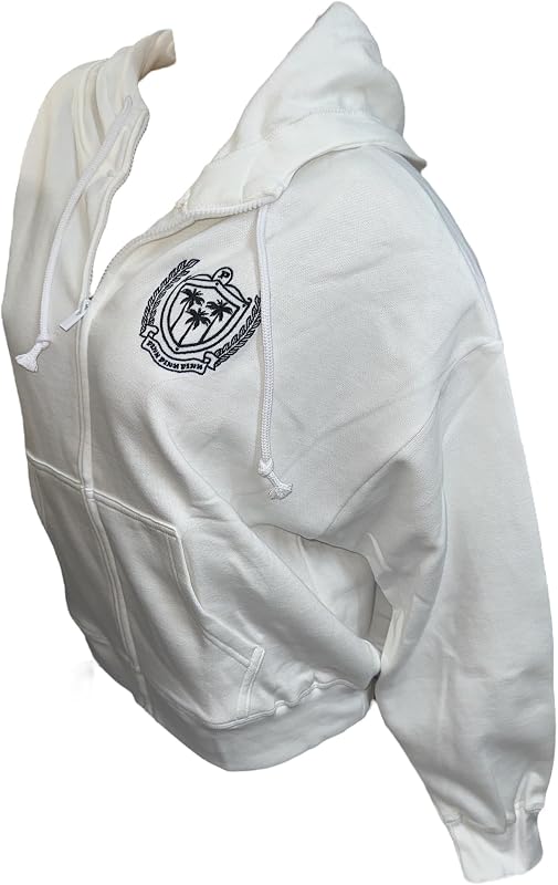 Victoria's Secret PINK Ivy Fleece Campus Full Zip Hoodie White New