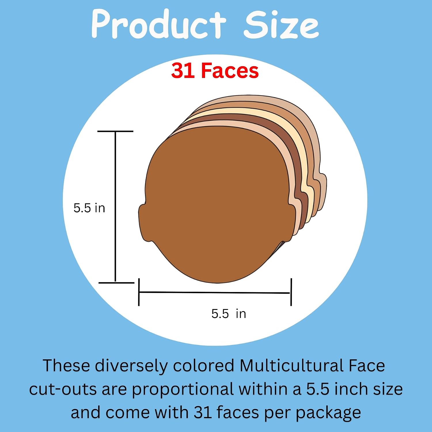 SHAPES ETC. 5.5" x 5.5" Multicultural Face Creative Cut-Outs, 31-Count image 2