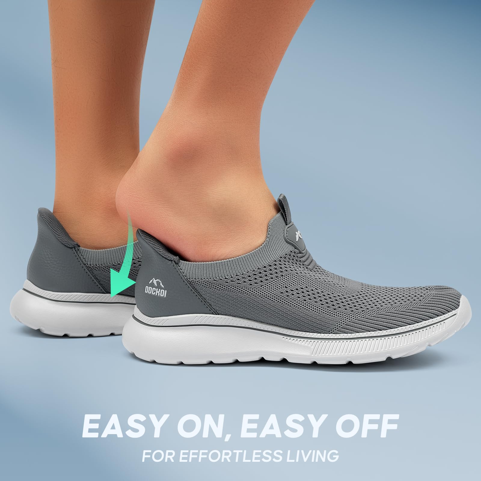 ODCKOI Sneakersy męskie, bez sznurowadeł, wsuwane buty z siateczki, oddychające, lekkie buty do biegania, wygodne buty sportowe, lekkie buty do biegania na świeżym powietrzu, 46 EU