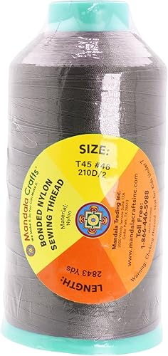 Miniatura 945 de Mandala Crafts Hilos de coser resistentes de nailon consolidado, hilo para tejer jeans de cuero, hilos de tapicería marina al aire libre, Beige