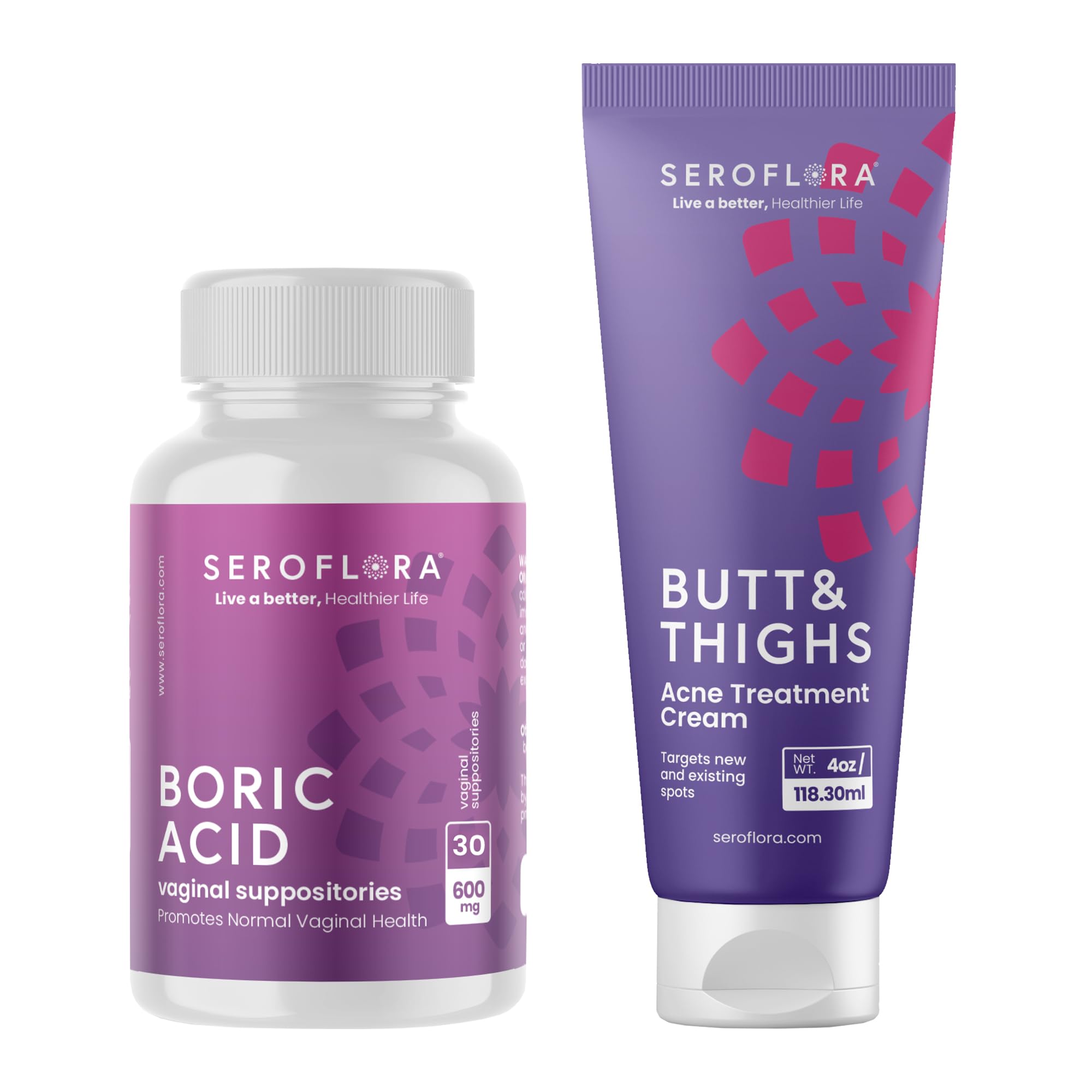 Boric Acid Vaginal Suppositories Odor Control - Butt & Thighs Acne Cream Clearing for Pimples - Bundle