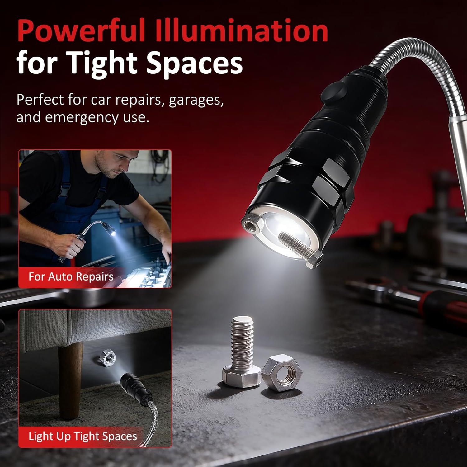 Magnetic Pickup Tool with LED Flashlight, Telescoping Magnet Tool, Cool Gadget Gift for Men, Dad, Husband, Mechanic & Handyman