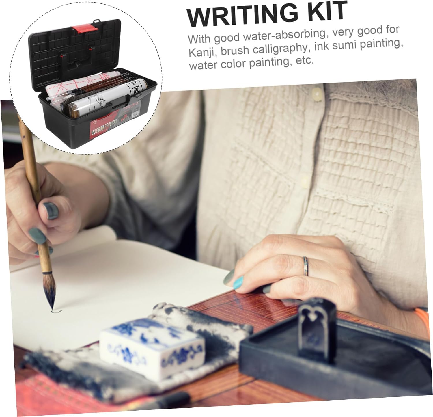 1set Calligraphy Supply Kit for Beginners Professional Calligraphy Paper Convenient Writing Cloth Brush Set for Home Practice and