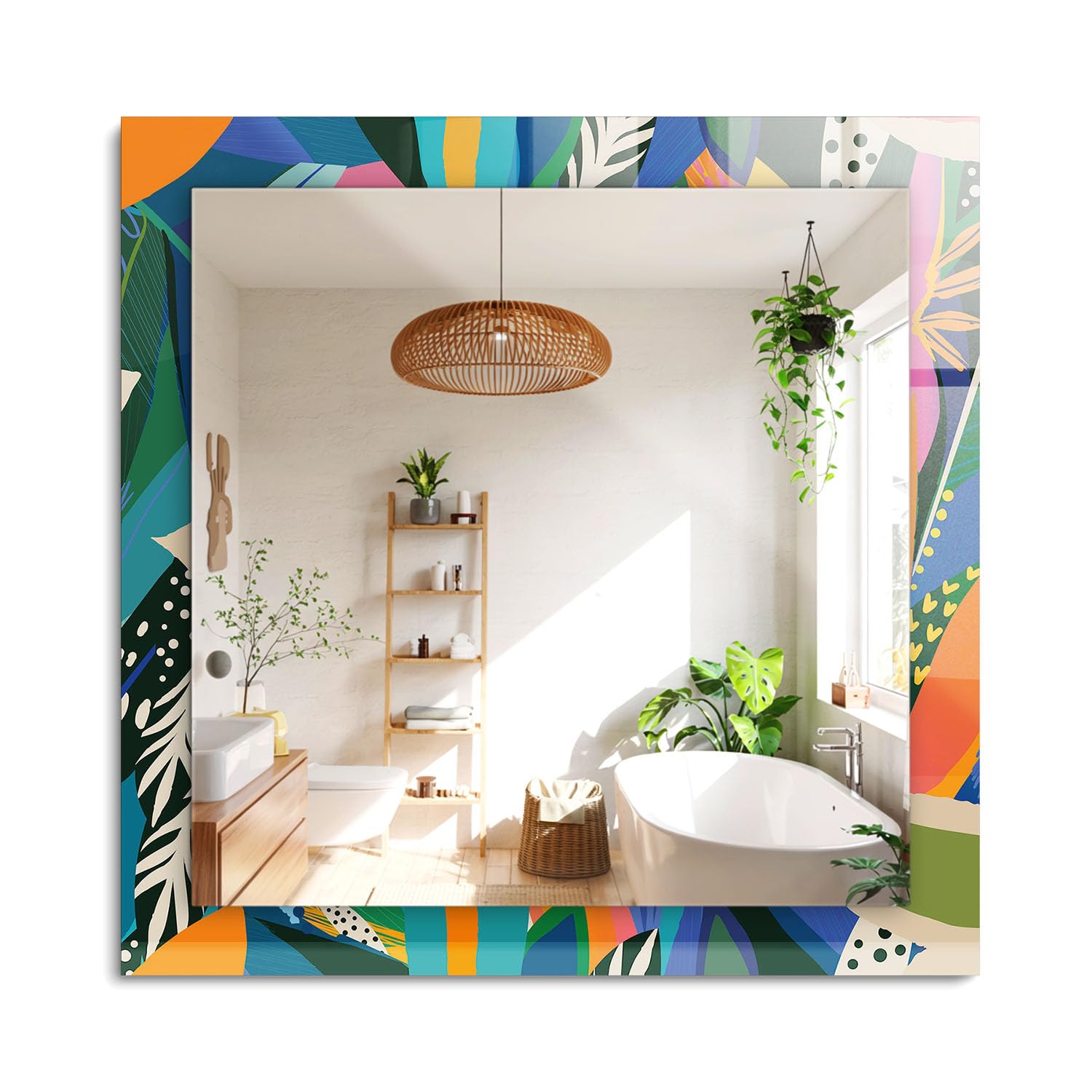 Miroir rectangulaire bunte abstrakte blumen pour agrandir la pièce