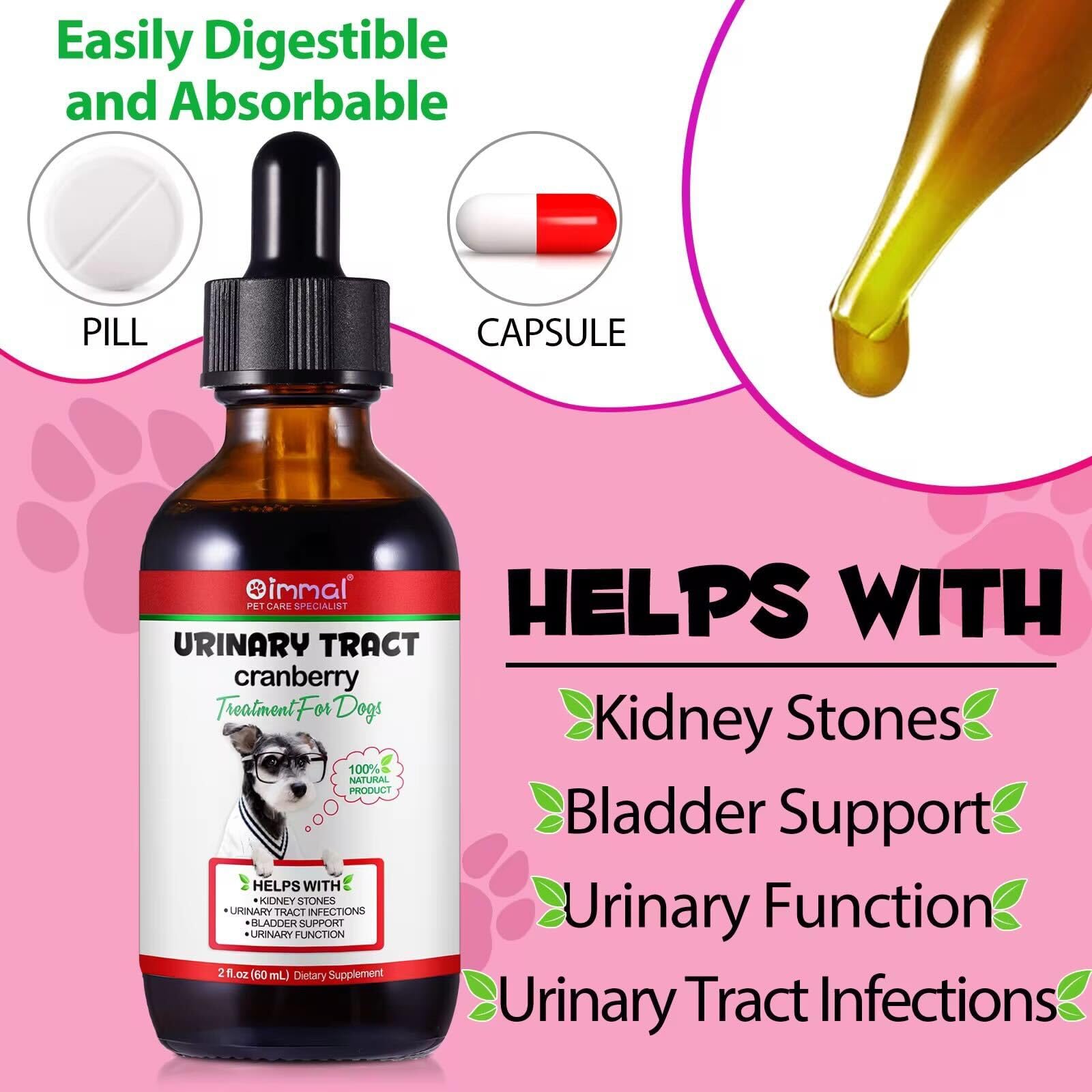 Improved Szymoney Dog Urinary Tract, 60ml Natural Dog Urinary Tract Infection Drops, Prevents Incontinence & Bladder Stones - Image 3