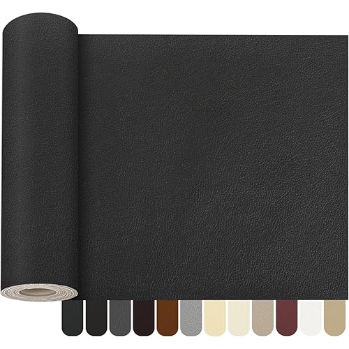 Self Adhesive Leather Repair Patch, 16 x 60 inch Leather Repair Tape, Leather Patches for Furniture, Vinyl Leather Repair Kit for Couches, Boat Seats, Furniture, Cars(Black)