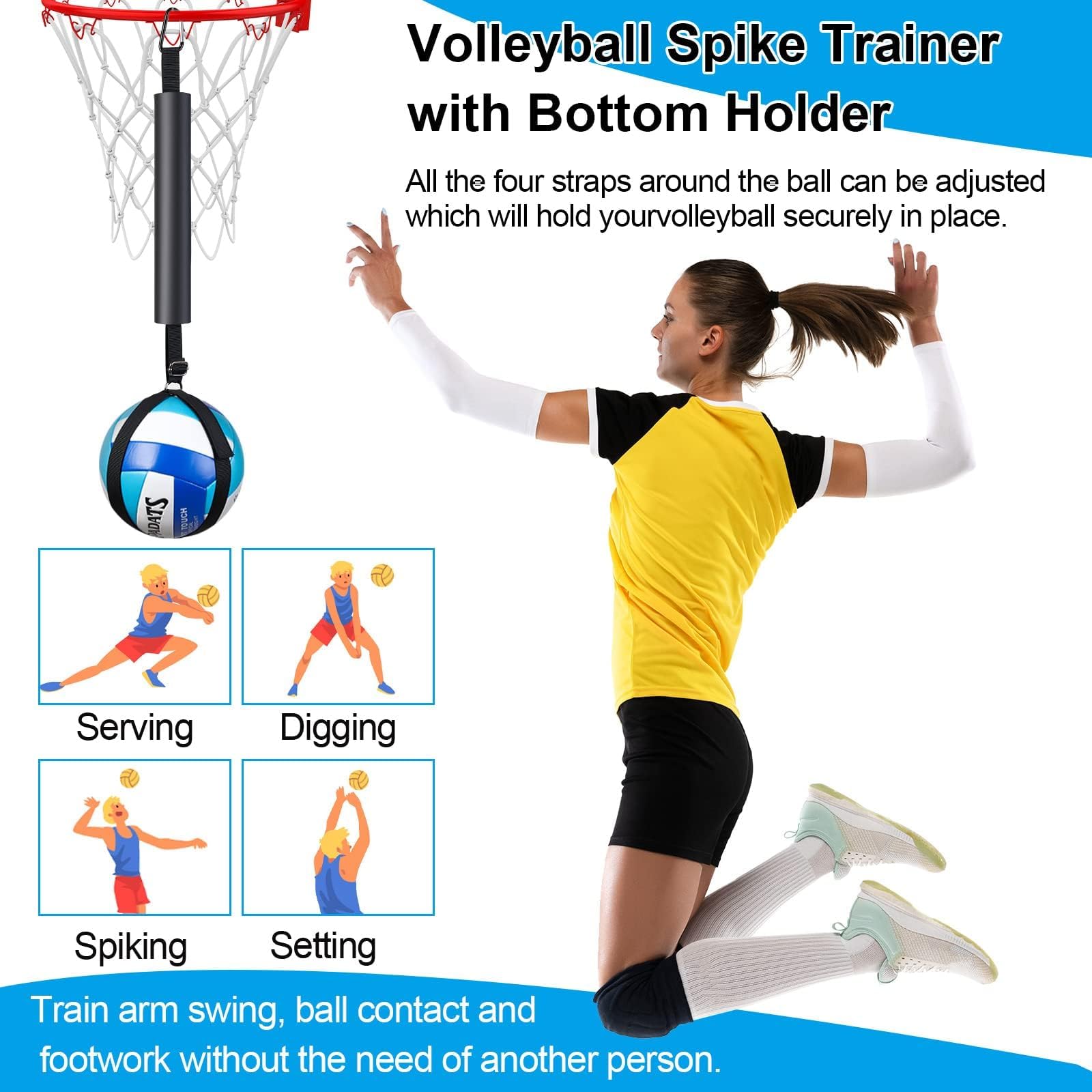 Attrezzatura per l'allenamento di pallavolo da 5 Pezzi, Allenatore Leggero per pallavolo, Allenatore per Colpire la pallavolo, Attrezzatura per esercitarsi nella pallavolo per Principianti