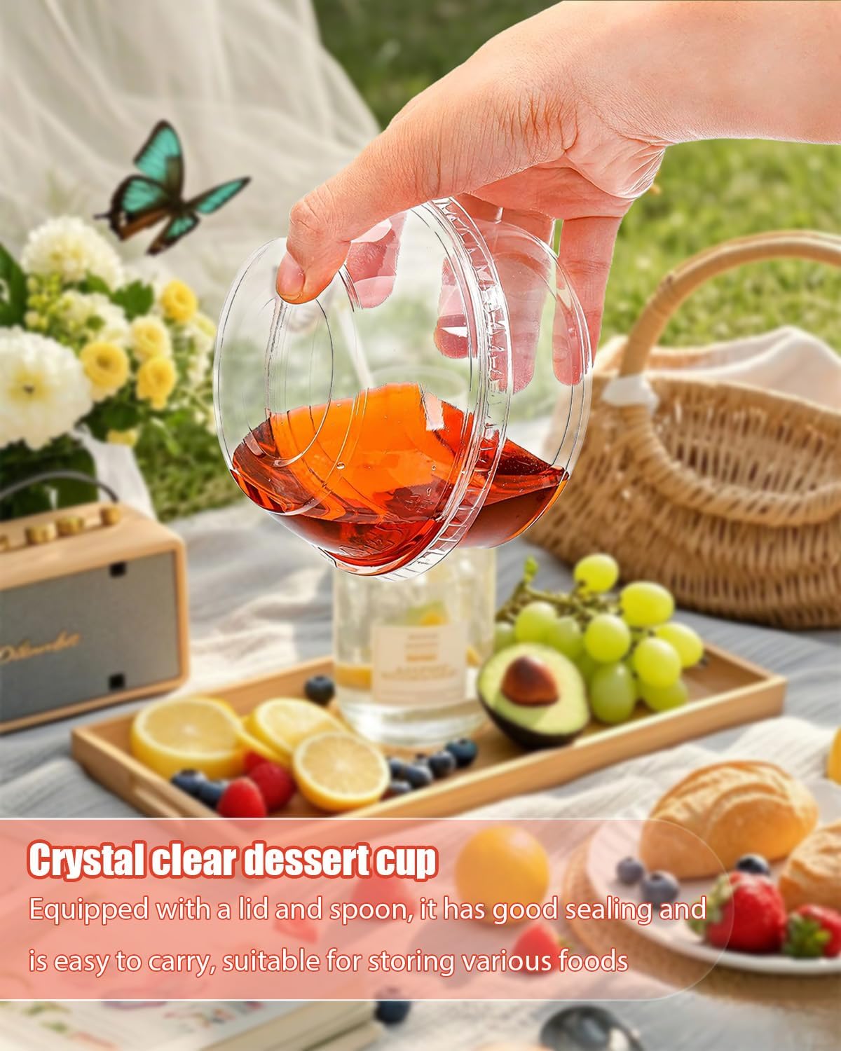 Dessert Cups, 50 Pack 12 Oz Plastic Cup With Lid Dessert Cups With Lids, Parfait Cups With Lids Clear Cup With LidsFor Fruit Ice Cream Pudding Yogurt Trifle