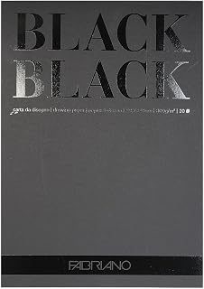 Unbekannt Fabriano Black Block-Papel Negro Profundo con Acabado Mate sin Revestimiento, 300 g/m², DIN A3, 20 Hojas, Ideal para Pastel, lápices de Colores y rotuladores, Blanco