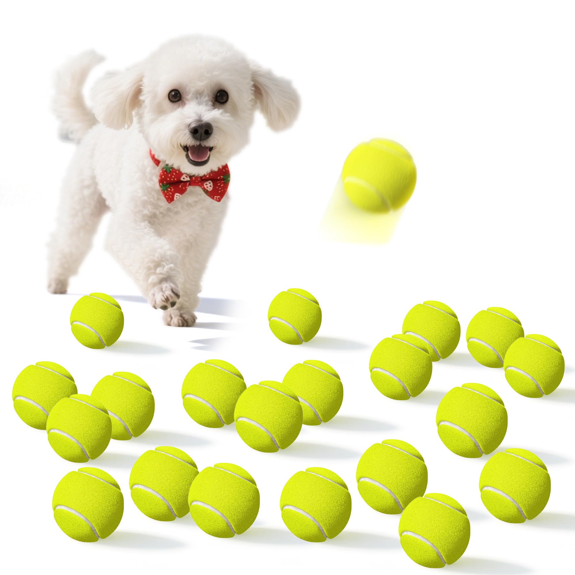 Dukuueie 20 Pack Small Tennis Balls for Dogs, Easy Catching Pet Balls for Exercise and Fetch, 2-inch Dog Tennis Ball, Interactive Toys