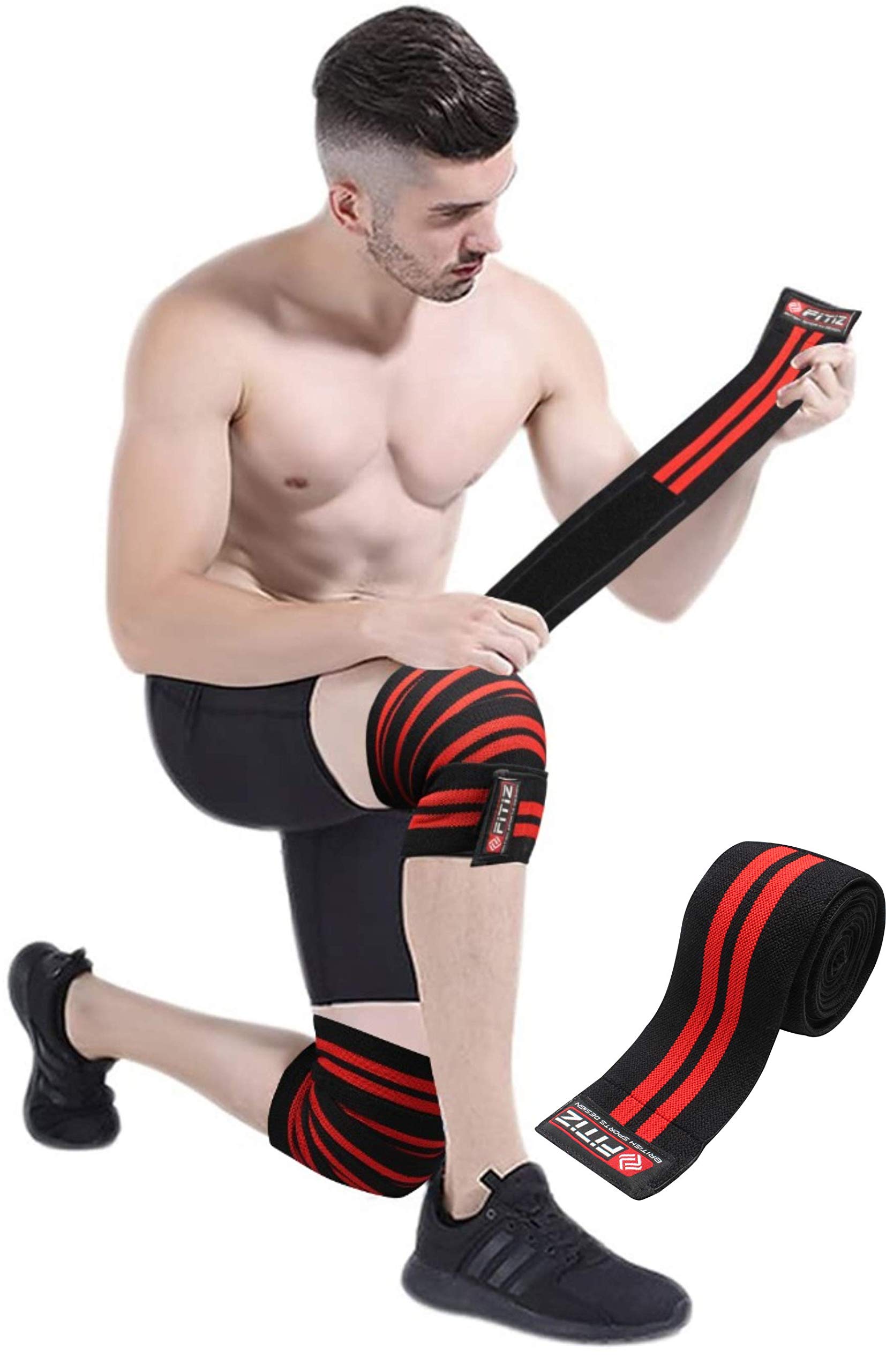 Rewon Gear Kniebandagen Paar - 72-Zoll Bandagen Für Krafttraining & Kniebeugen