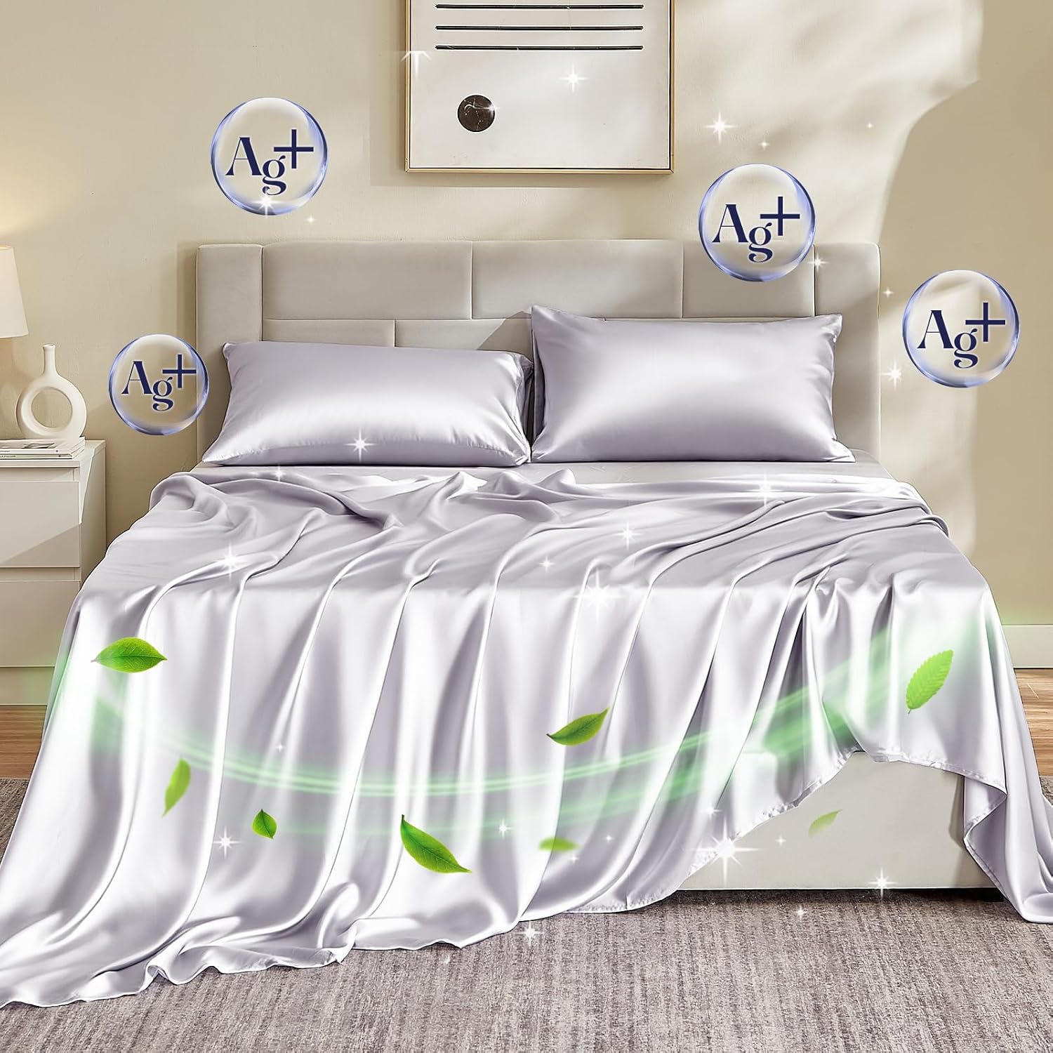 Amazon.com: DLEECP Silver Infused Bed Sheets Set, Cooling Eucalyptus ...