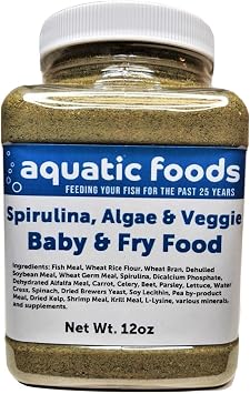Baby & Fry Food of Spirulina, Algae, Vegetables for Tropicals, Koi & Pond Fish...12oz Small Jar