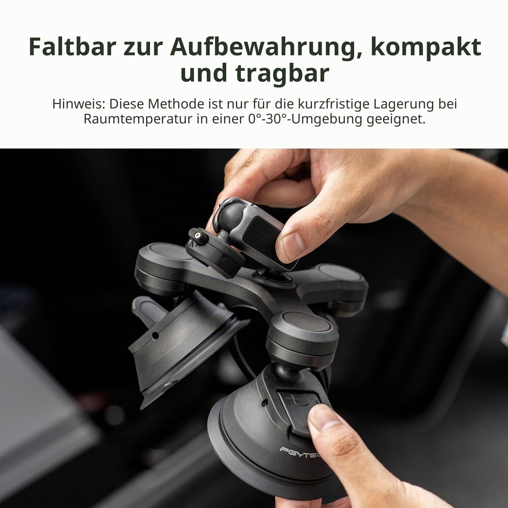 PGYTECH CapLock Dreifach Saugnapf Halterung, Actioncam Auto Halter
