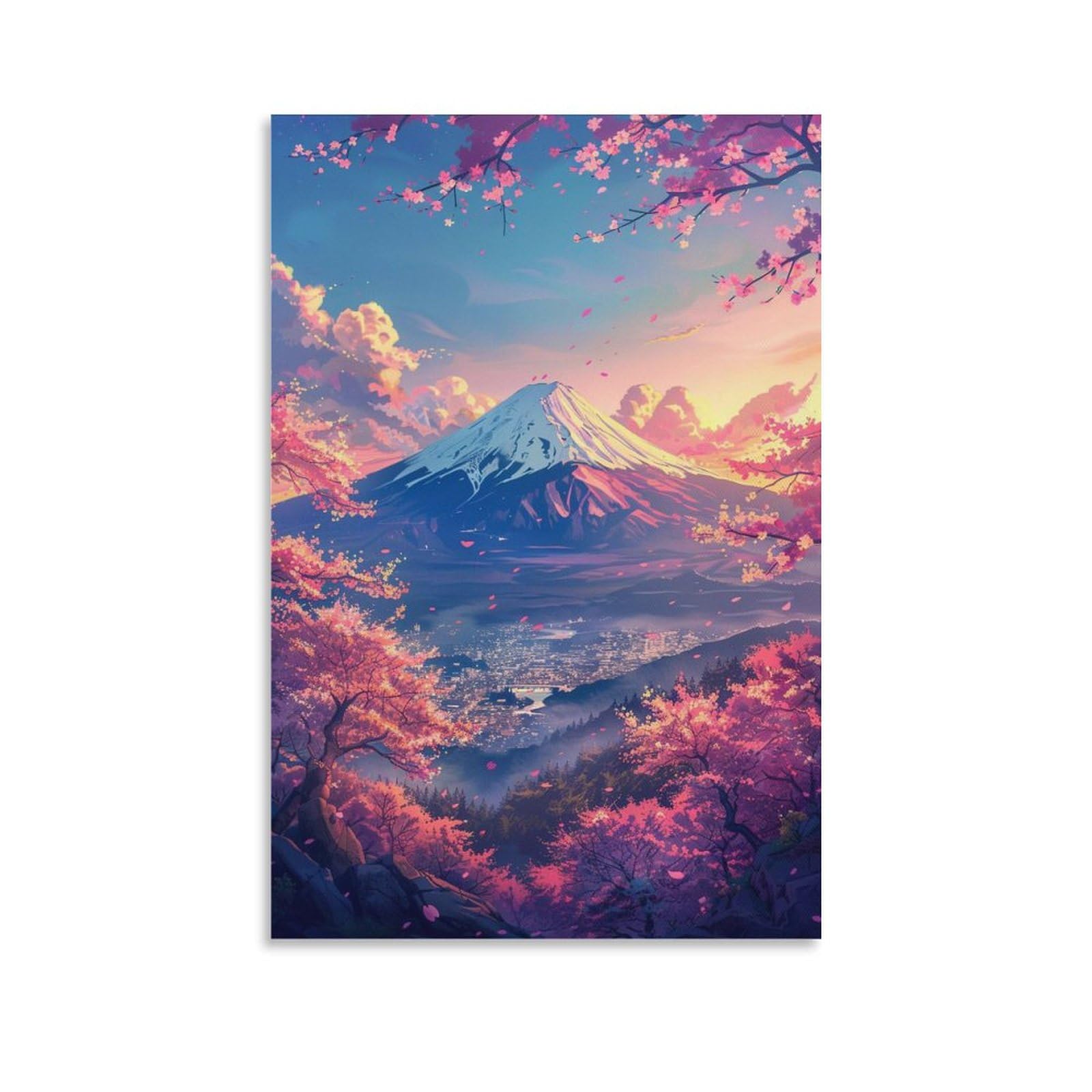 絵画インテリア絵　額付 (銀) 油絵　F4-080711　風景（春 満開の桜） Amazon.co.jp: 木村由記夫 忍野富士に桜 SM号 シルバー 油彩画