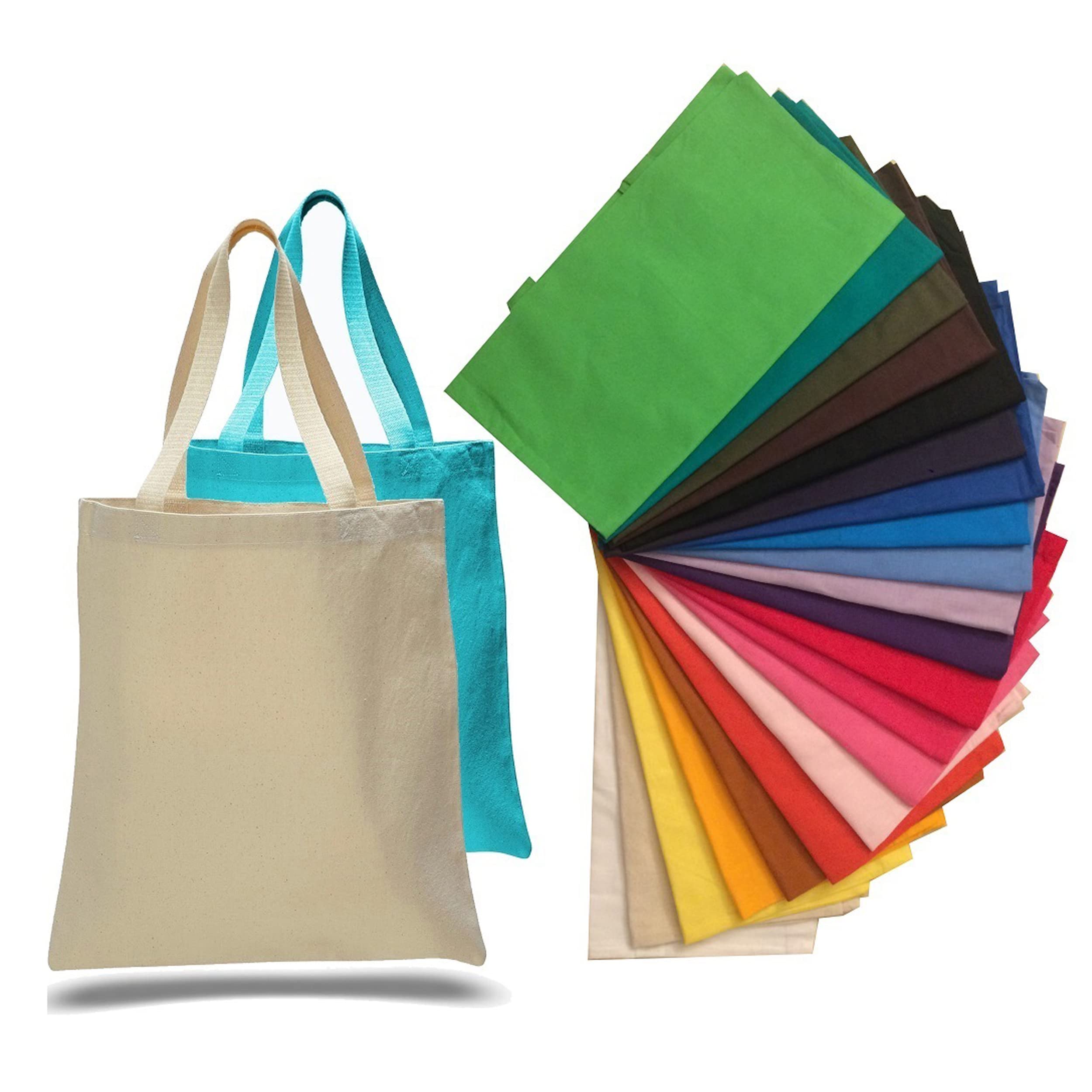 TBF 12 Pack Wholesale Heavy Duty Canvas Tote Bags, 12oz Sturdy Fabric Reusable Canvas Totes, Assorted Colors 15" W x 16" H