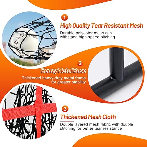 Miniatura 6 de Red de lanzamiento de 9 agujeros con zona de golpeo, 3 alturas ajustables, diseño de base más estable e incluye 4 estacas y 2 sacos de arena,