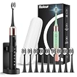 Sonic Electric Toothbrush for Adults and Kids, Comes with 10 Brush Heads & Travel Case, 5 Modes with 2 Minutes Built in Smart Timer, One Charge for 90 Days, 42,000 VPM Motor (Black)