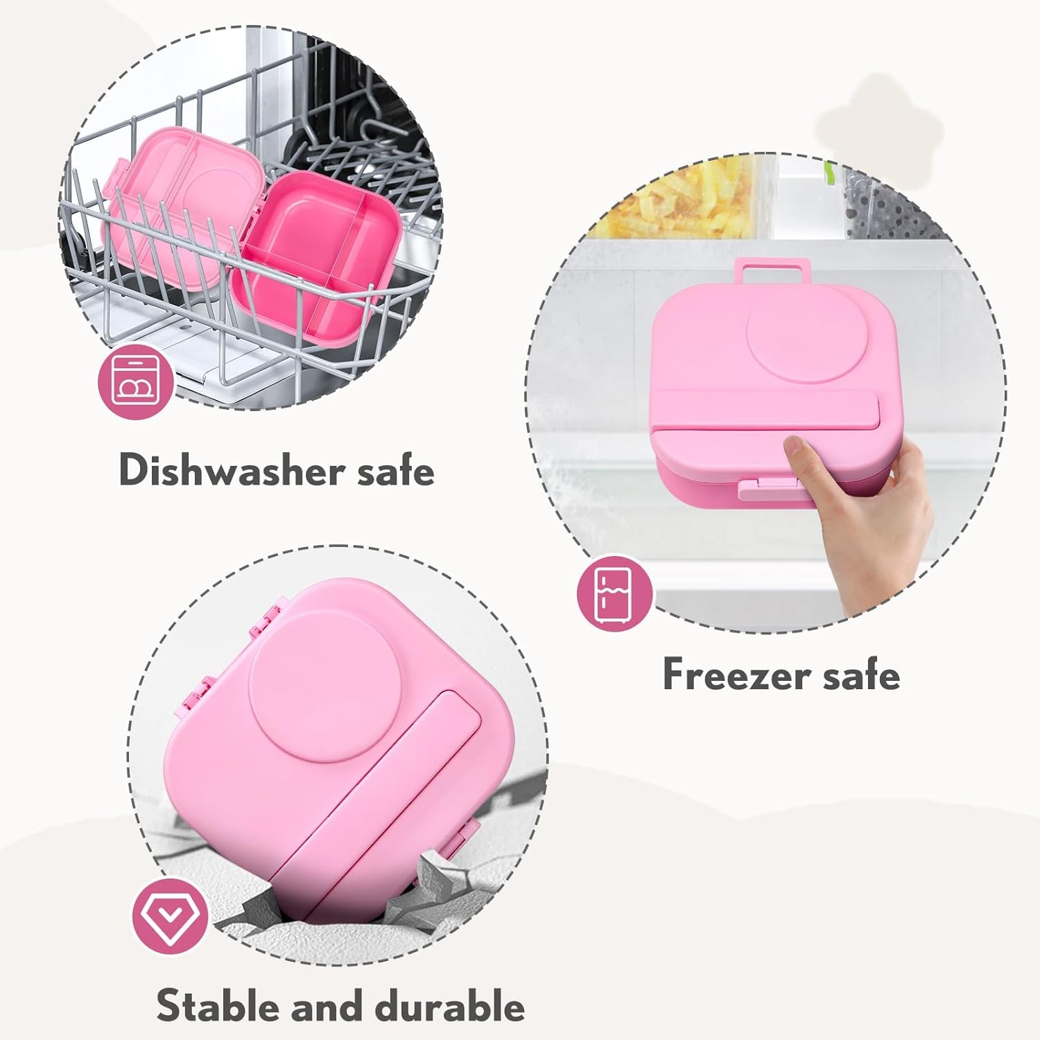 Bento Lunch Box with 12oz Soup Thermo,4 Compartments Lunch Box Containers, Spoon&Sauce Jar, BPA Free&Leak proof,Insulated Food Jar for Travel(Pink) - Image 4