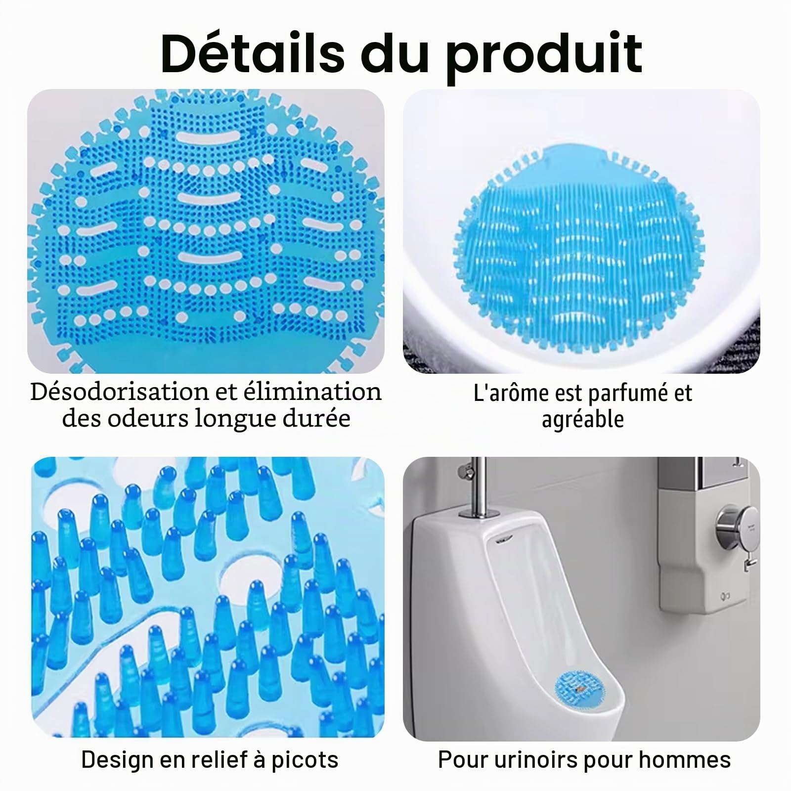 10 Pièces Urinal Screen, Pastilles Urinoir, Anti-éclaboussures Contre les Odeurs, pour les Toilettes, Salles et Hôtels