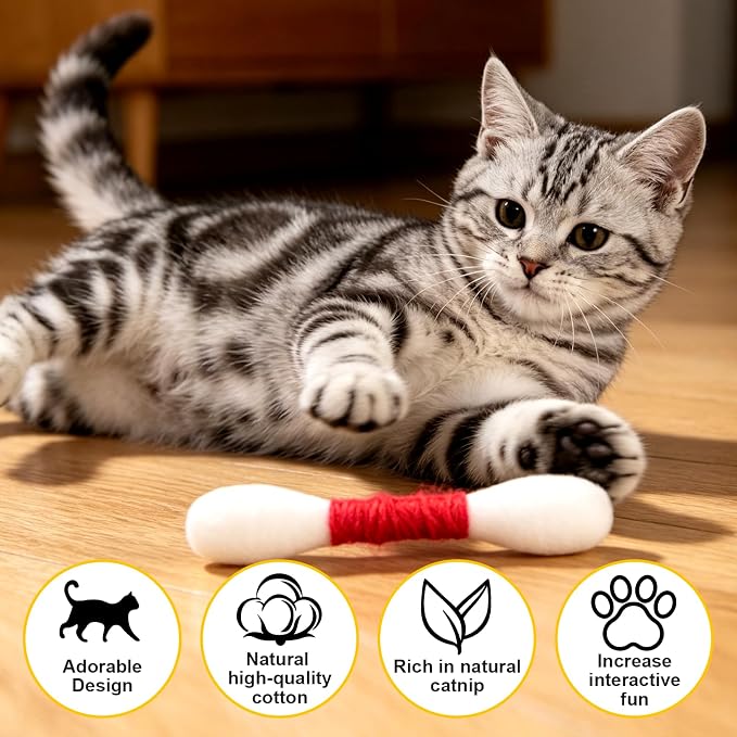 Juguete para gatos 6 piezas cuerda dental duradera miniatura 2