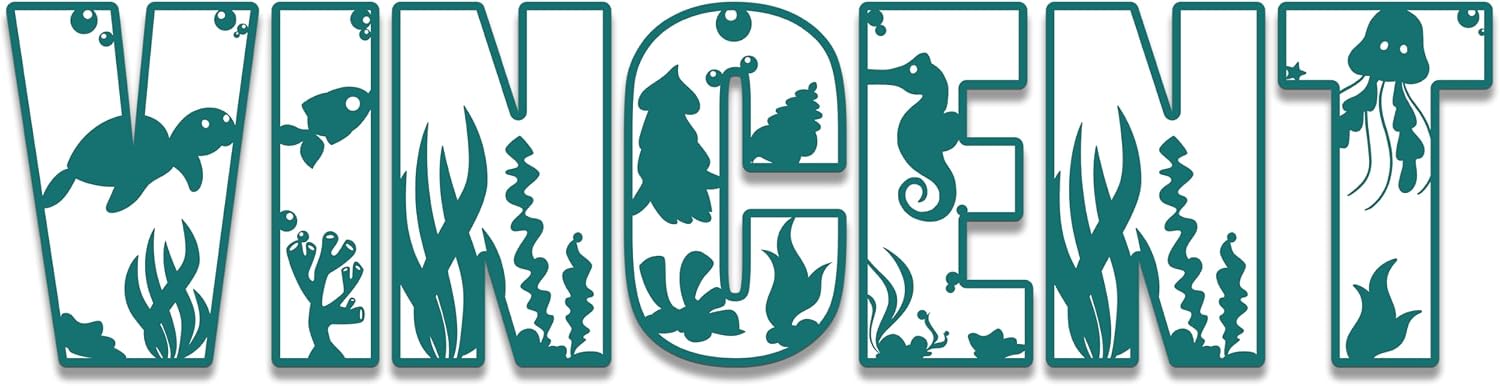 Name Sign For Nursery, Boho Nursery Sign, Family Name Signs, 3D Wall Art for Children & Kids Rooms, Baby Shower, First birthday gift (Sea Animals)