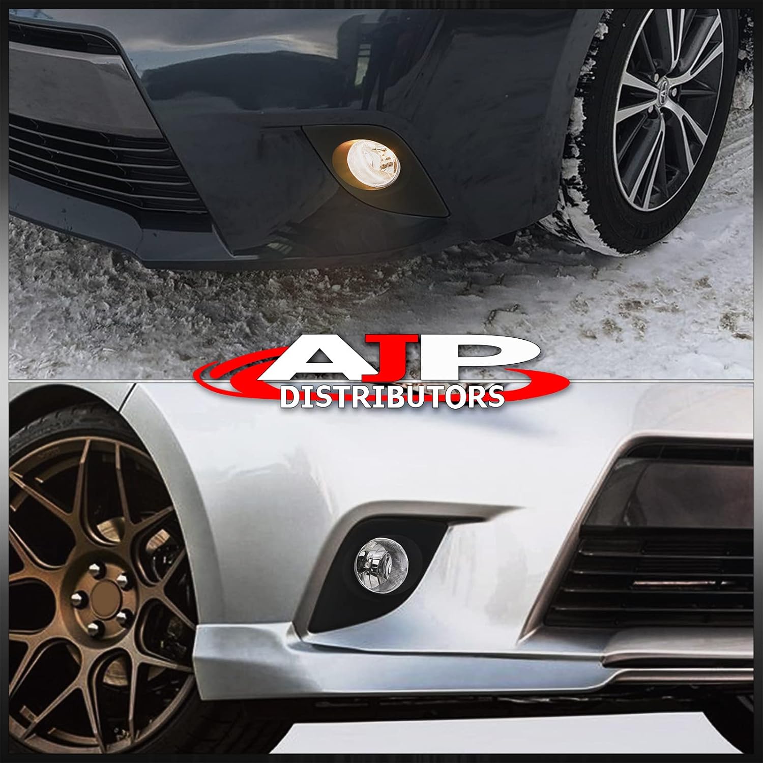 AJP Distributors Clear Lens Front Bumper Driving Fog Lights Lamps Assembly Left+Right & Bezels Bulbs Switch Relay Wiring Harness Kit Compatible/Replacement For Toyota Corolla 2014 2015 2016 14 15 16