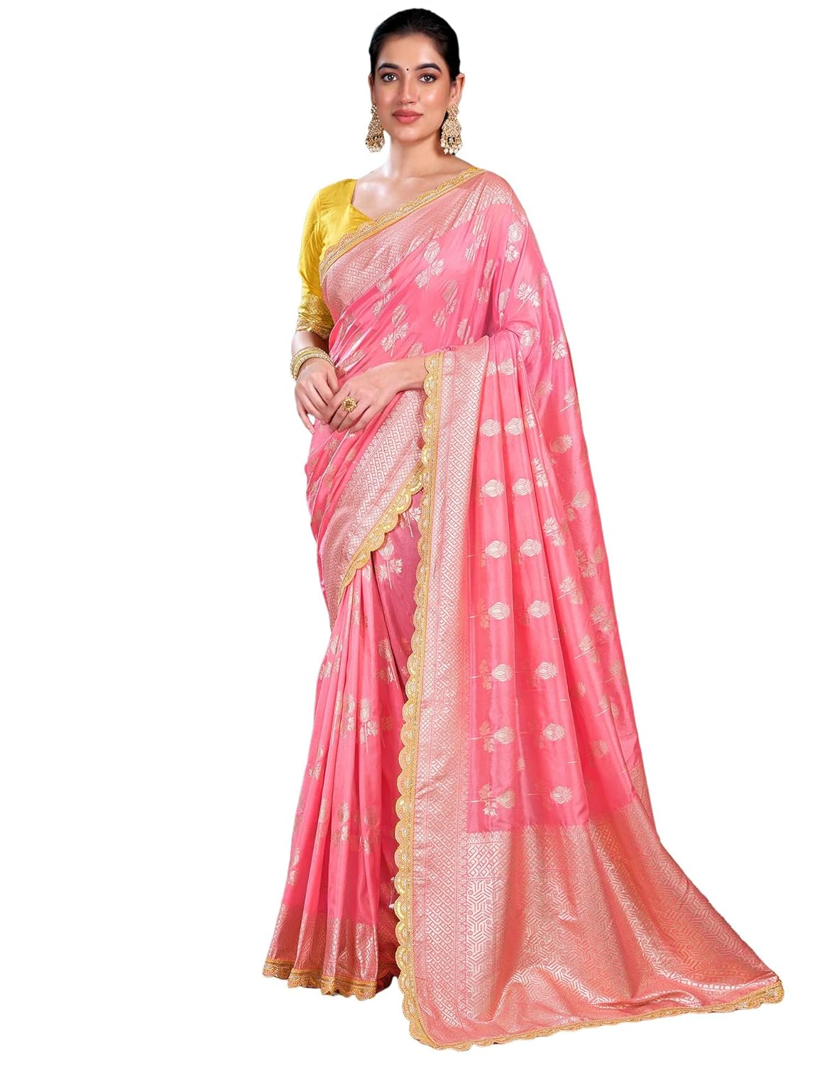 SIRIL Women’s Kanjivaram Silk Saree Pure Silk Banarasi Saree With Unstitched Blouse Piece SIRIL Women’s Kanjivaram Silk Saree Pure Silk Banarasi Saree With Unstitched Blouse Piece