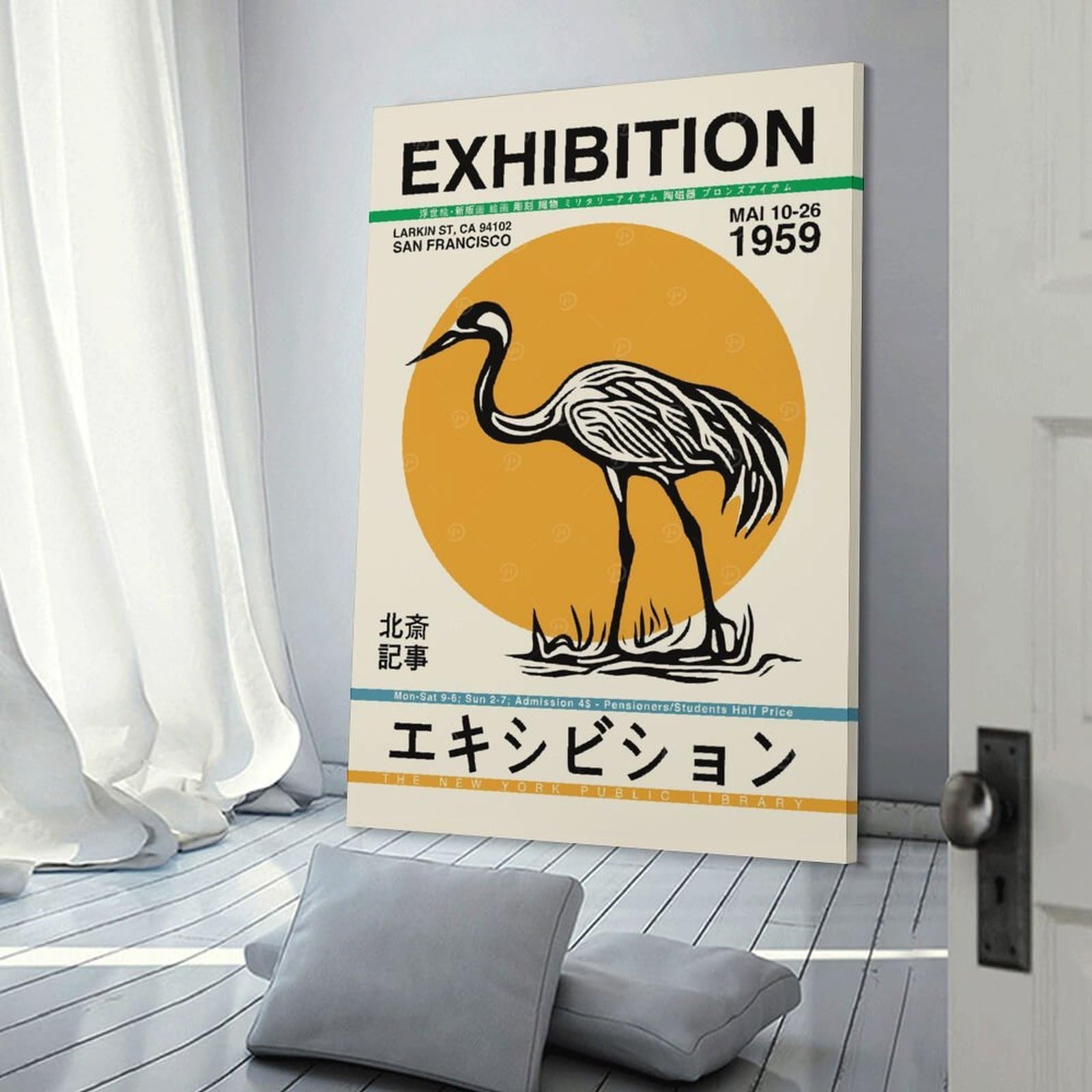 Junmoney Japanese Exhibition Canvas Wall Picture, 12x18inch(30x45cm), for Sofa Walls, Lounge Or Home Corners, Modern Wall Decor for Cosy Interiors