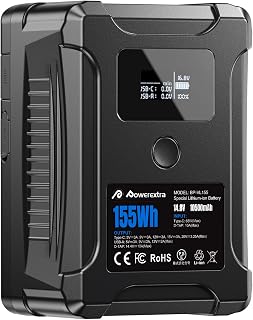 155WhV型安装电池 大容量10500mAh 适用于大容量摄像机、摄影灯、显示器、智能手机 可长时间视频录制 机舱携带 V型安装兼容电池