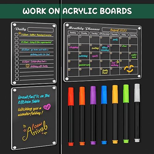 Miniatura 3 de Marcadores de tiza líquida para tablero de planificación de calendario acrílico, pizarra de borrado en seco, pizarra, vidrio, espejo, puntas finas