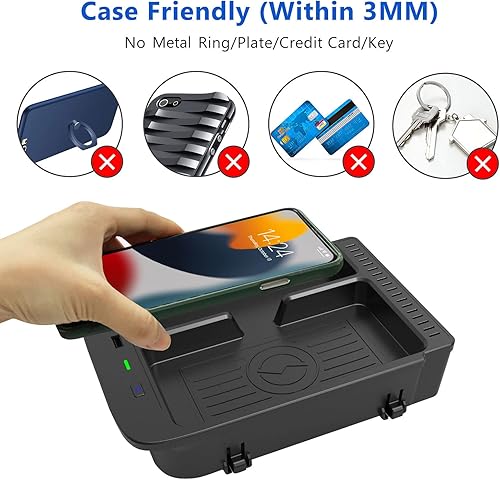 Miniatura 7 de CarQiWireless Cargador inalámbrico para Honda CRV 2022 2021 2020 2019 2018 2017, organizador de consola central automotriz, almohadilla de carga