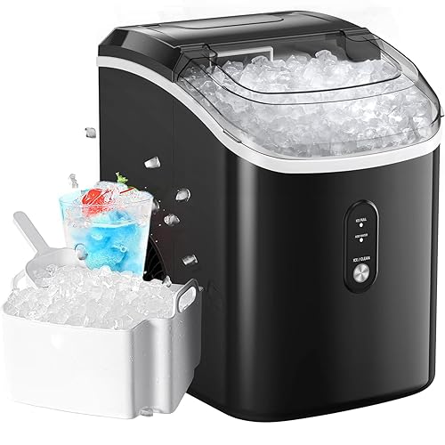 Nugget Ice Makers Countertop, Pellet Ice Machine with Self-Cleaning Function,