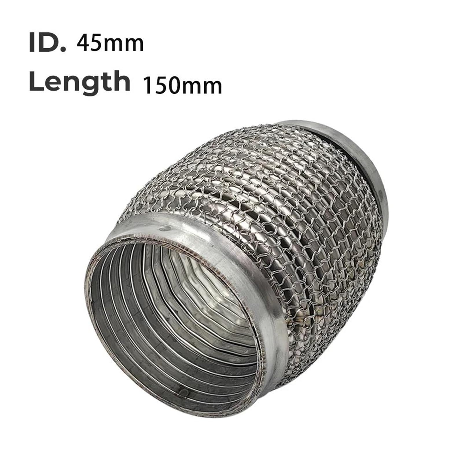 Genérico Terminal Escape ID 45mm Longs 100/150/200mm Acero Inoxidable 304 Tubos De Escape Acoplador Tubo Fuelle con Flexible Enclavamiento Malla(45mm-150mm)