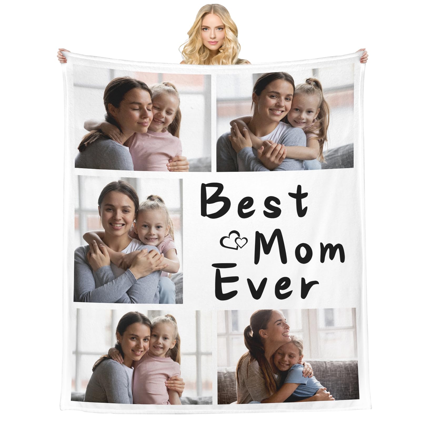 Labycpmg Custom Blanket with Photo Text - Customized Picture Personalized Flannel Throw Blankets for Adult Couple Customizable Mothers Fathers Day