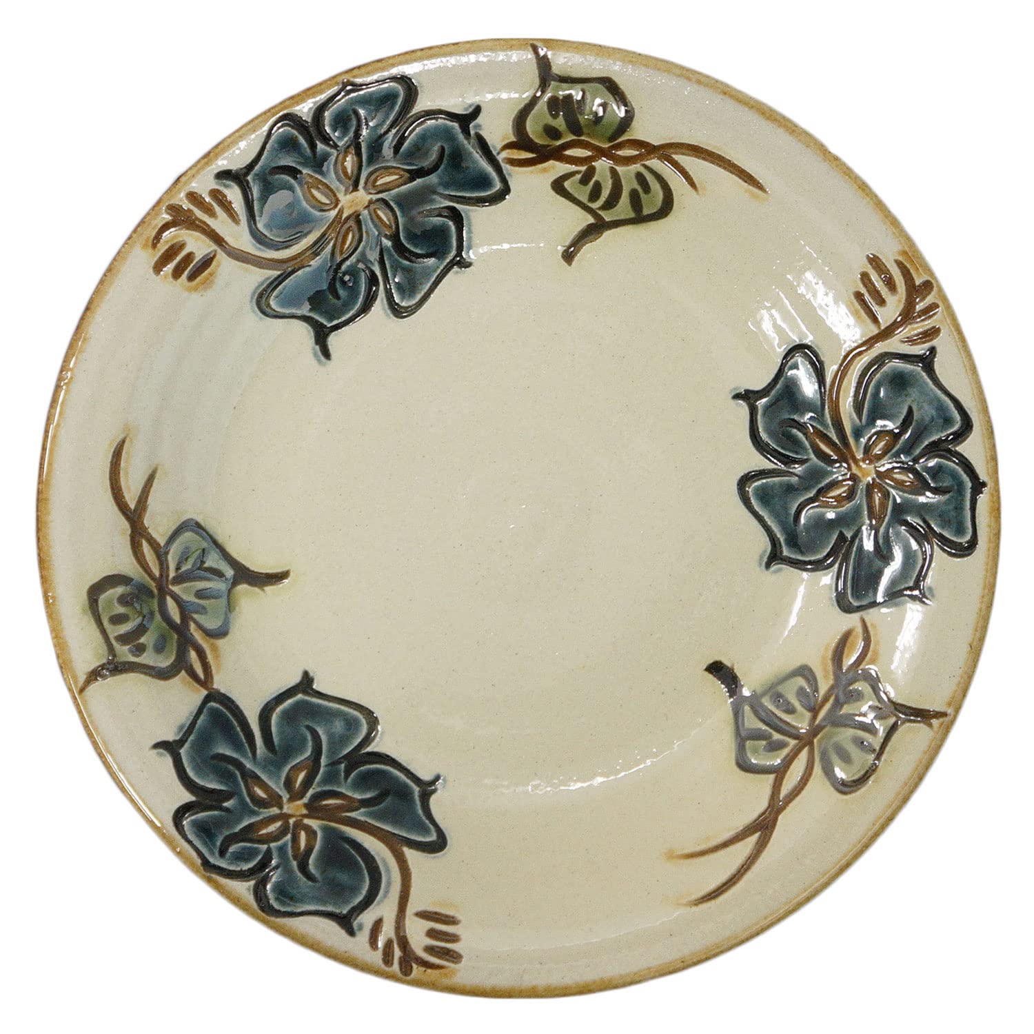 Amazon.co.jp: やちむん (沖縄陶器) 7寸皿 ハイビスカス 青 | プレート