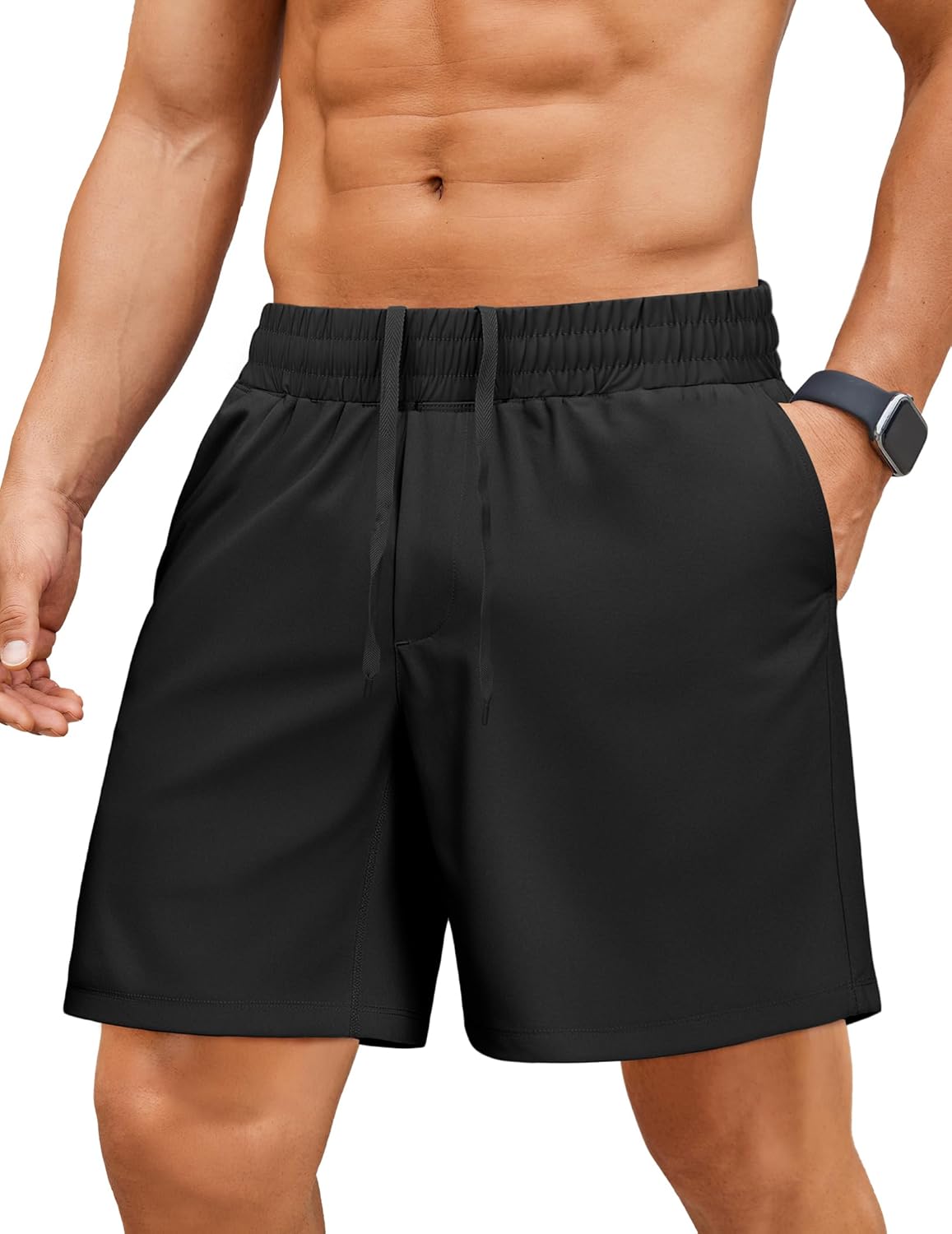 PINSPARK Men's Gym Workout Shorts - 7" Quick Dry Running Athletic Shorts with Towel Loop and Zipper Pockets