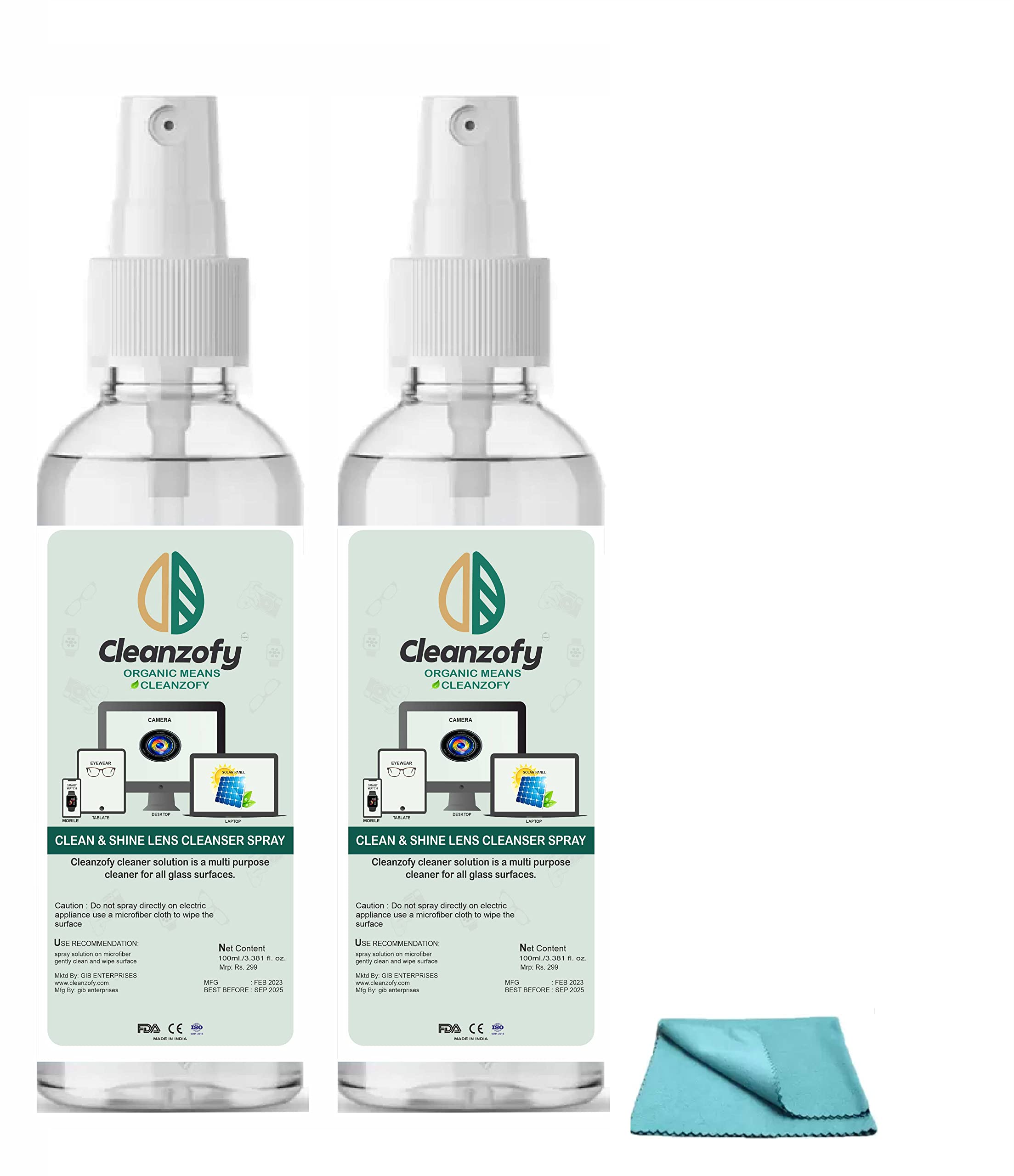 Cleanzofy Spectacle lens cleaner Decontaminant and Cleaner Spray 100 ML PACK (Pack of 2) (B0BXKYN7NC) Amazon Price History, Amazon Price Tracker