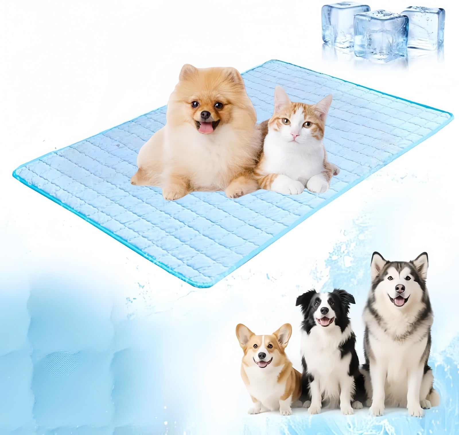 Générique Nouveau Coussin Fraîcheur pour Chien et Chat, Tapis Rafraîchissant en Soie Glacée,Tapis Rafraichissant Chien Tapis de Refroidissement pour Pet, pour Été et Canicule,Pliable, étanche