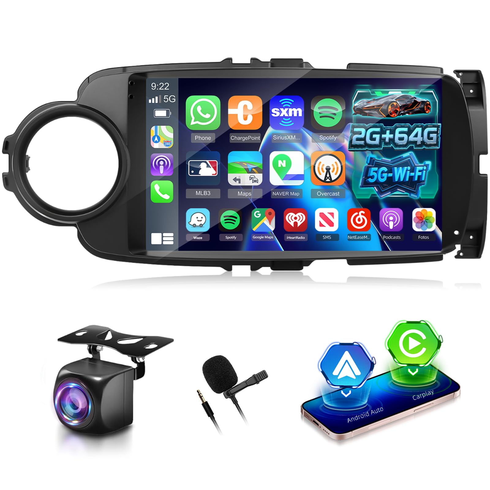 Photo 1 of [2+64G] NHOPEEW Car Radio for Toyota Yaris 2012-2017 - Wireless Carplay and Android Auto - 9 Inch Touchscreen Android Car Stereo - DSP/GPS/WiFi/SWC/Mirror Link/Bluetooth + AHD Backup Camera
