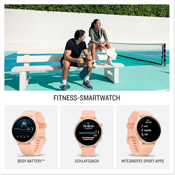 Garmin vívoactive 6, Amazon Exclusive, 42mm GPS smartwatch, AMOLED touchscreen, all-day health monitoring,fitness features,advanced sleep coaching,Music, up to 11 days battery life, Bone/Pink Dawn - 2