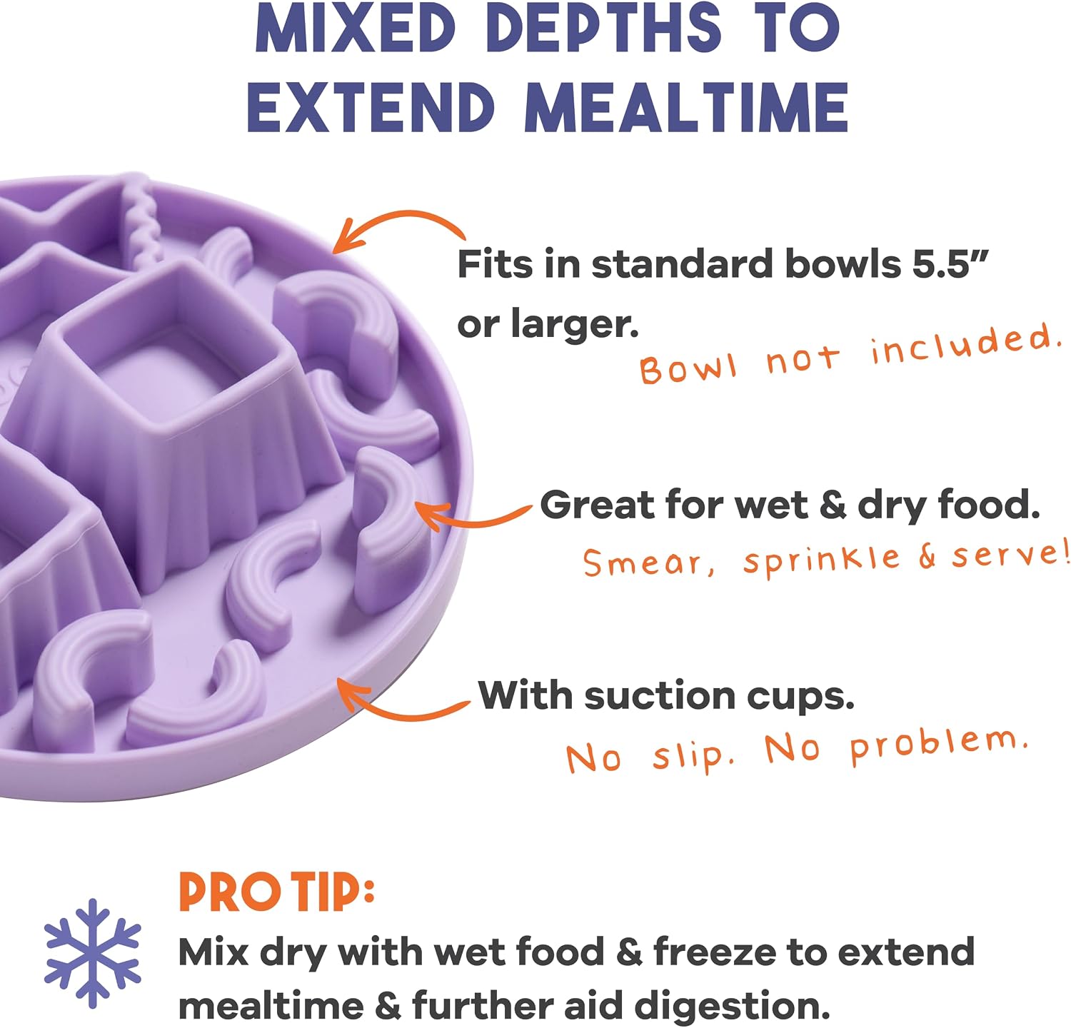 Snackaroni - Silicone Slow Feeder Insert for 6 Inch+ Dog Bowl (Lavander) image 5