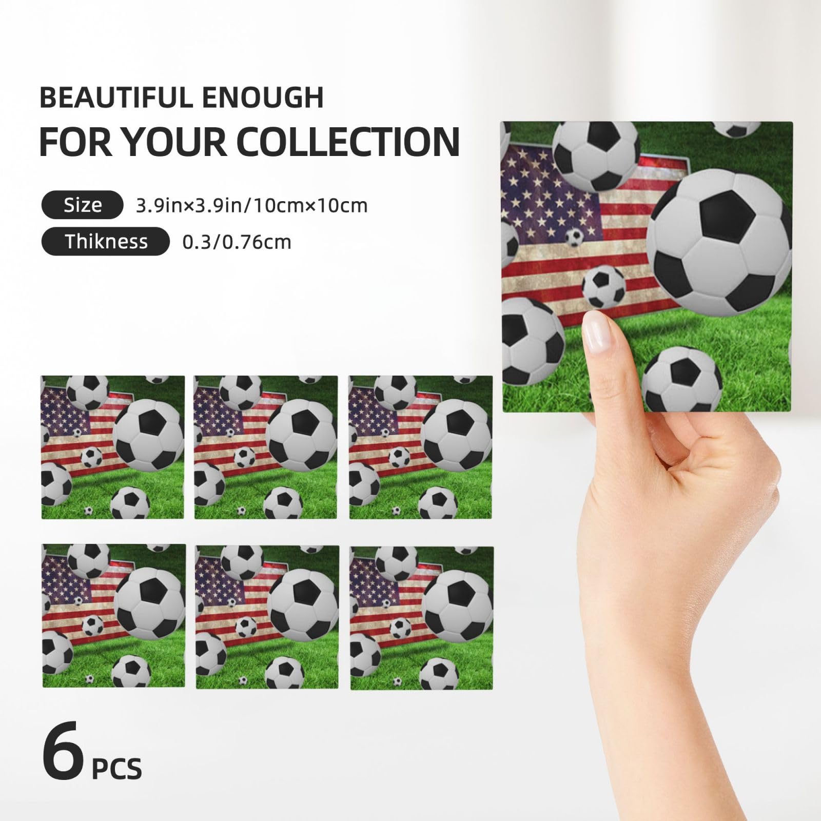 Calcio USA Bandiera Americana stampato sottobicchiere in ceramica Set di 6 sottobicchieri decorativi