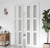 Vista 8 de BARNER HOME Puerta plegable, para abertura de 24"×80", panel plegable de puerta de 3 hojas de vidrio templado esmerilado con kit de herrajes