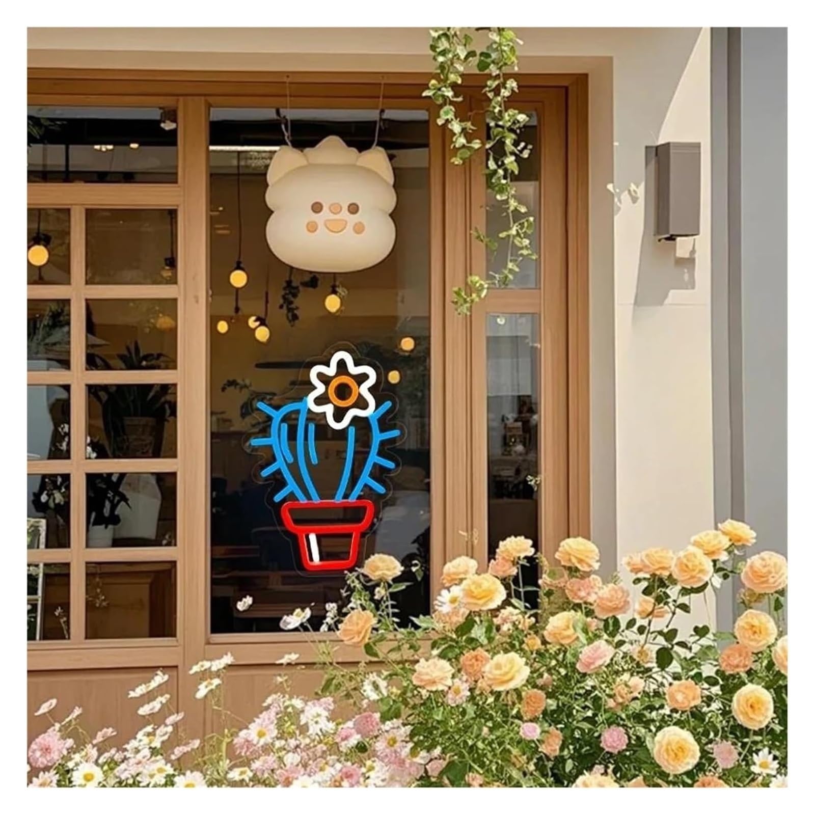 Generico Lampada per insegna al neon a LED con luce dimmerabile per negozio di fiori per stanza delle piante, 22 cm x 31