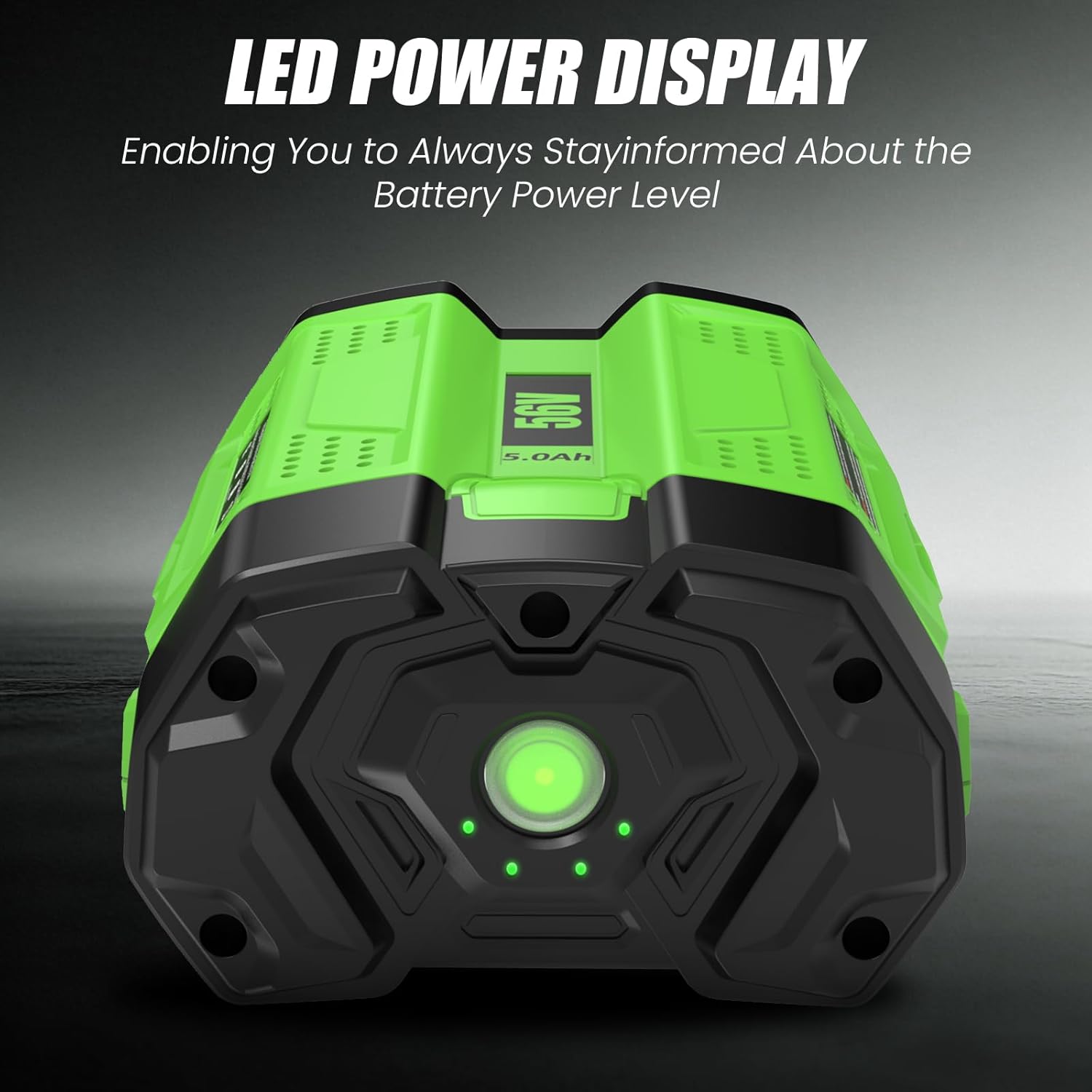 2 Packs 5Ah 56 Volt Lithium ion Battery Replacement for EGO 56V Battery BA2800T BA2800(Green)